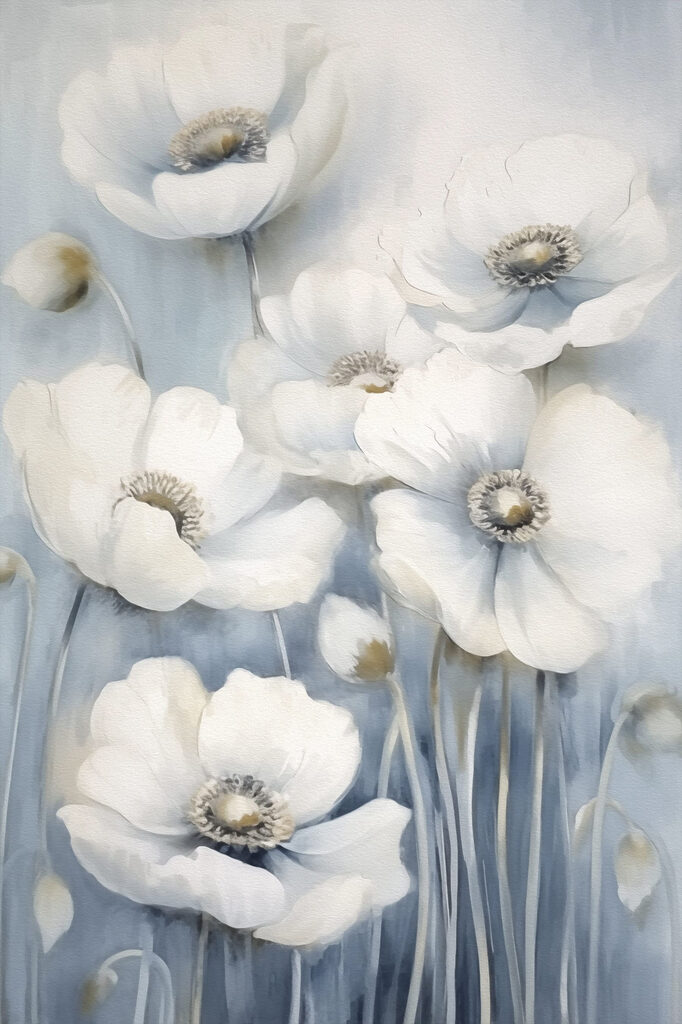 Painting of white flowers Painting of white flowers