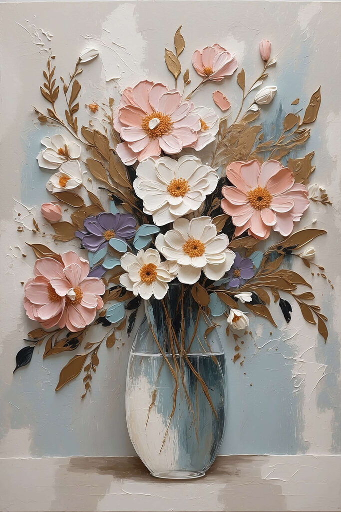 Painting of flowers in a vase Painting of flowers in a vase