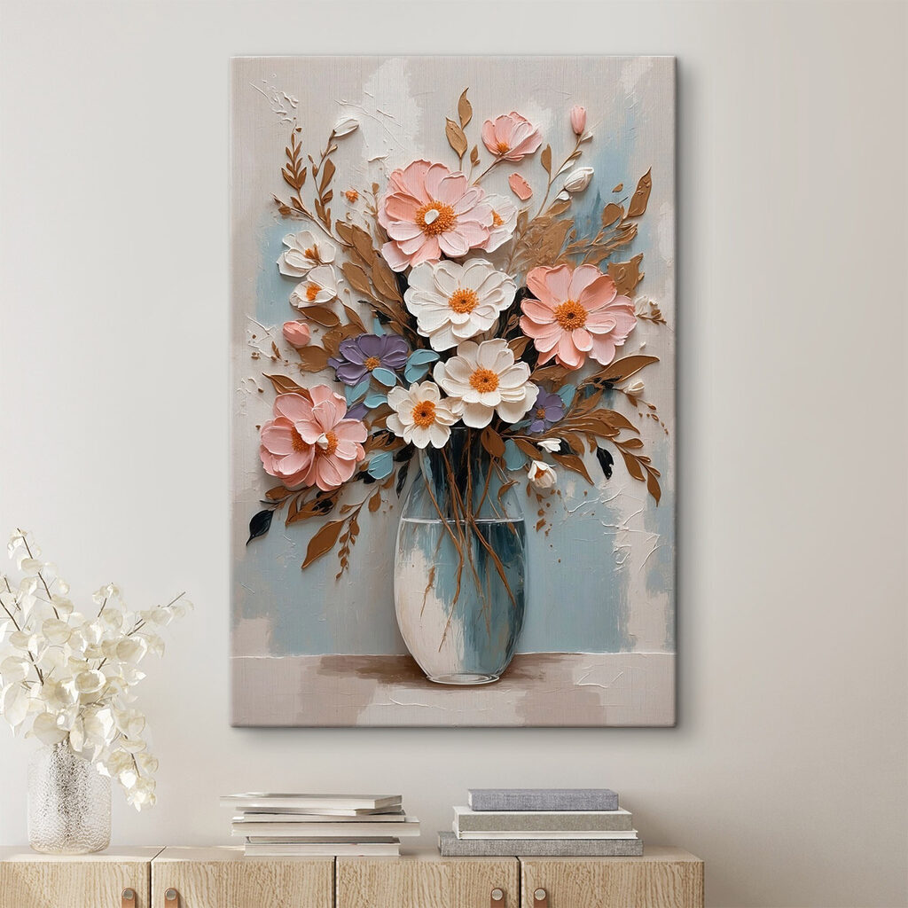 Painting of flowers in a vase Painting of flowers in a vase