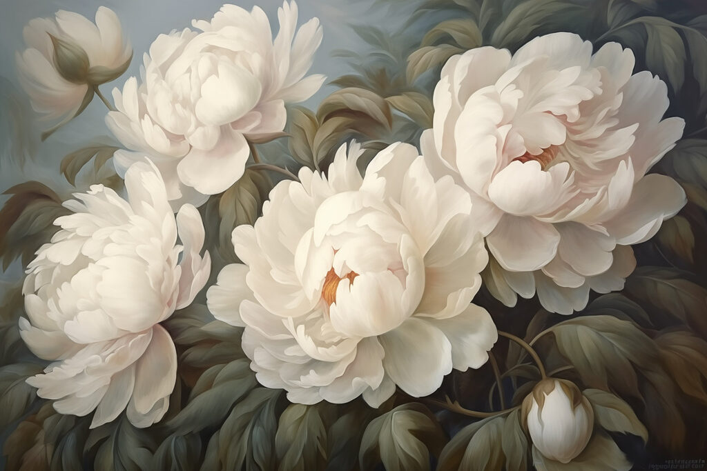 Painting of white flowers Painting of white flowers