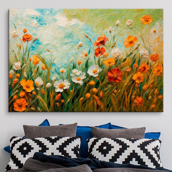Painting of flowers in a field Painting of flowers in a field