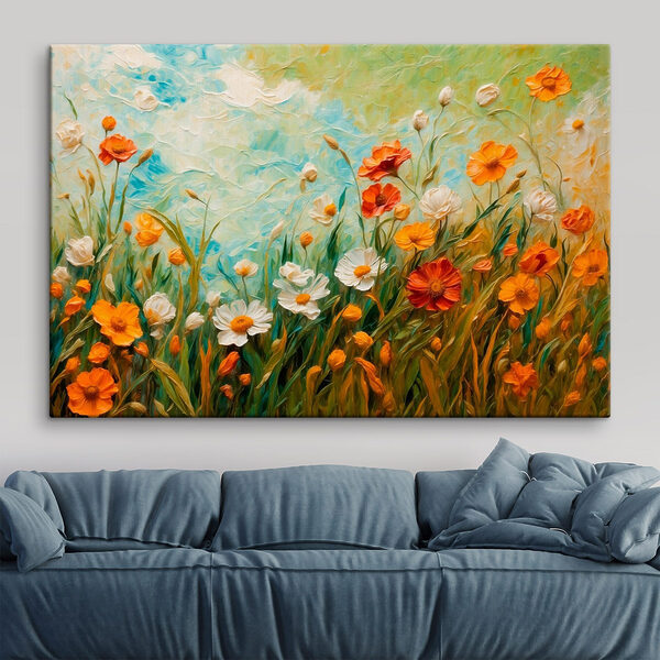 Painting of flowers in a field Painting of flowers in a field