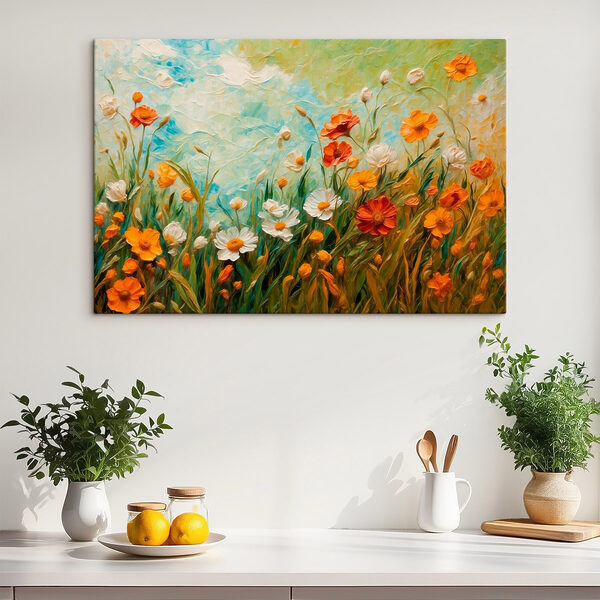 Painting of flowers in a field Painting of flowers in a field
