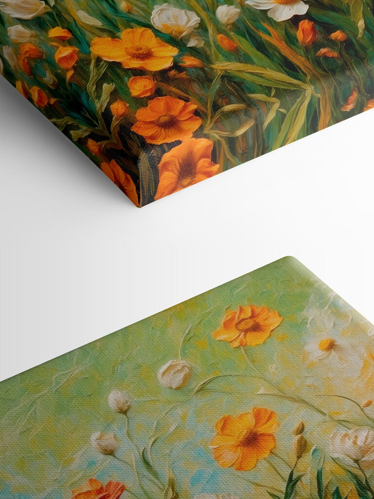 Painting of flowers in a field Painting of flowers in a field