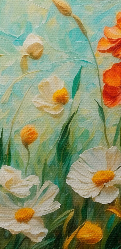 Painting of flowers in a field Painting of flowers in a field