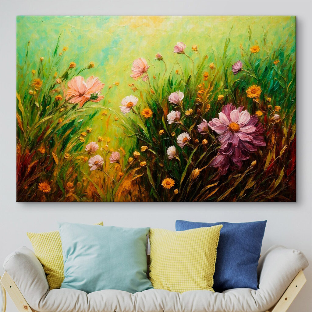 Painting of flowers in a field Painting of flowers in a field