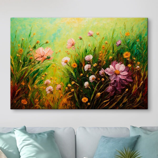 Painting of flowers in a field Painting of flowers in a field