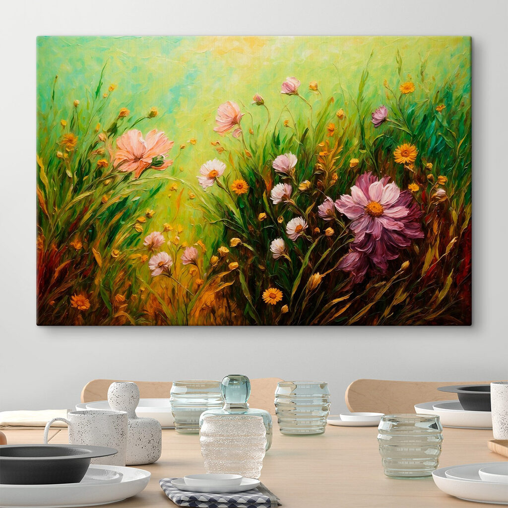 Painting of flowers in a field Painting of flowers in a field