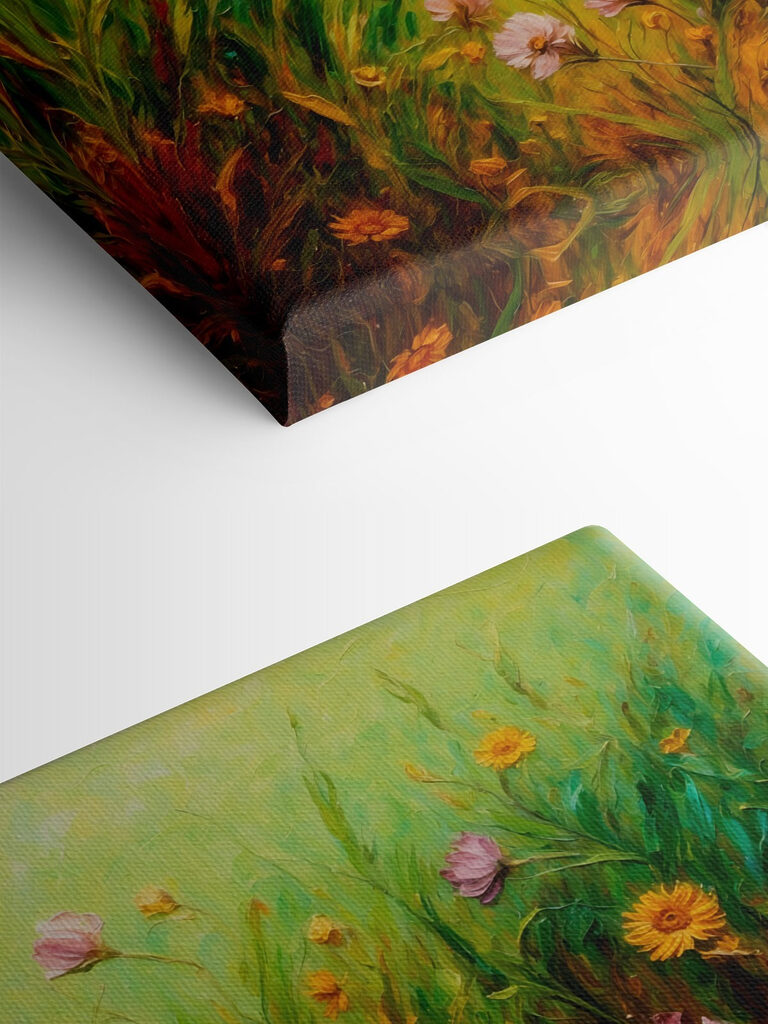 Painting of flowers in a field Painting of flowers in a field