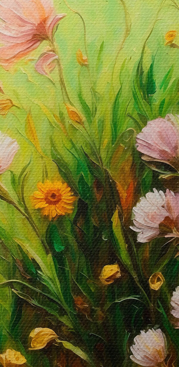 Painting of flowers in a field Painting of flowers in a field