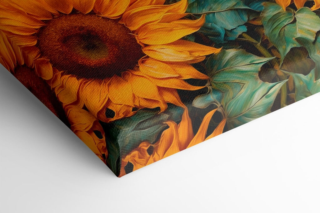 Painting of sunflowers in a field