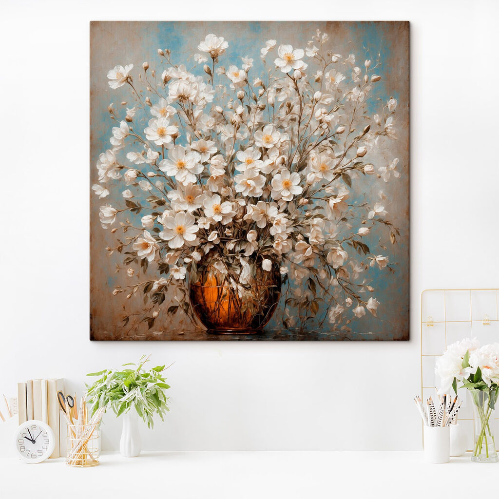 Vase of white flowers