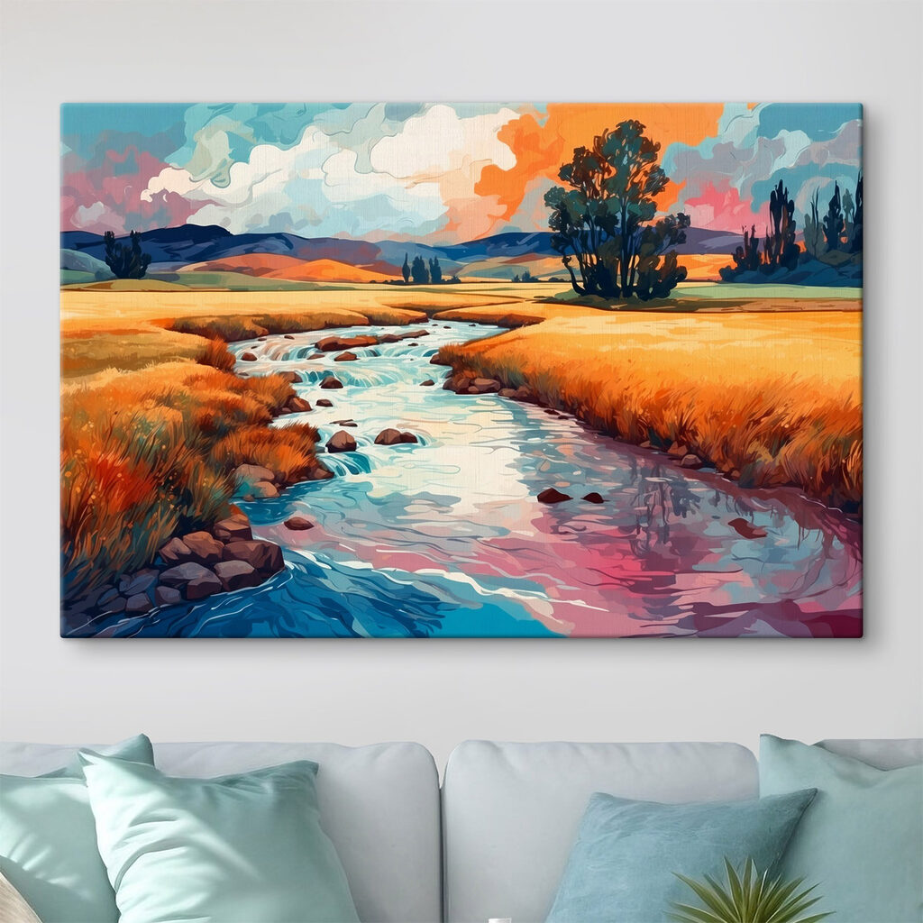 River running through a field