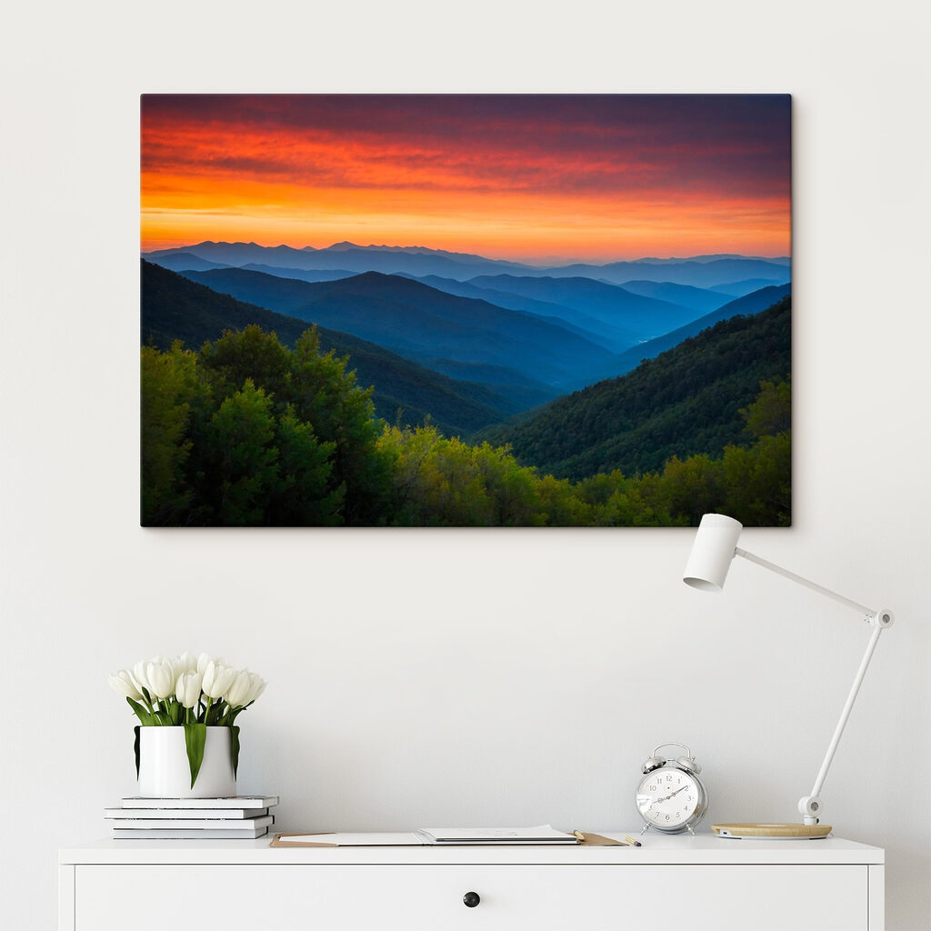 Landscape of mountains and trees