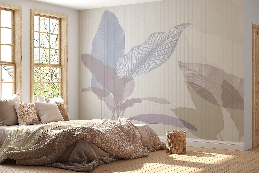 Gentle pastel leaves in soft tones