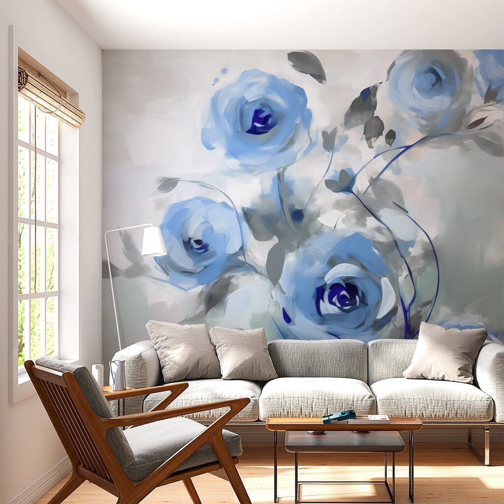 Painting of blue flowers