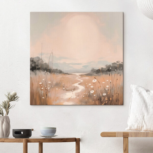Painting of a river running through a field Painting of a river running through a field