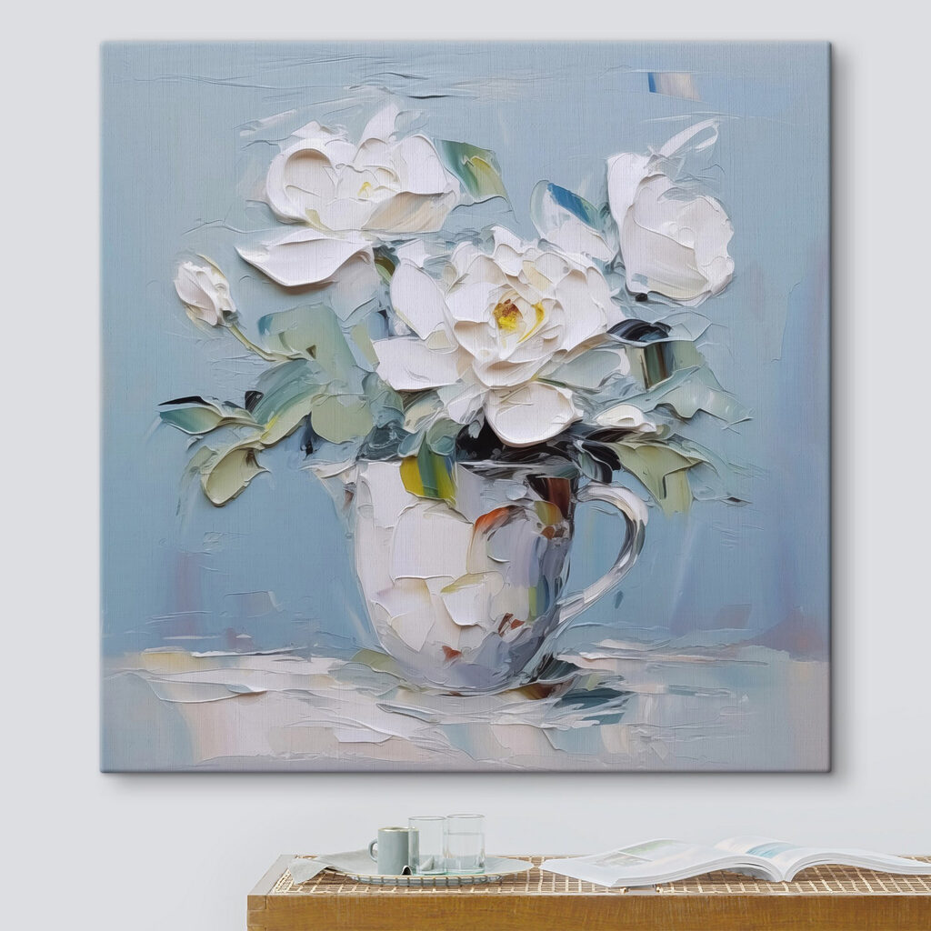 Painting of flowers in a cup
