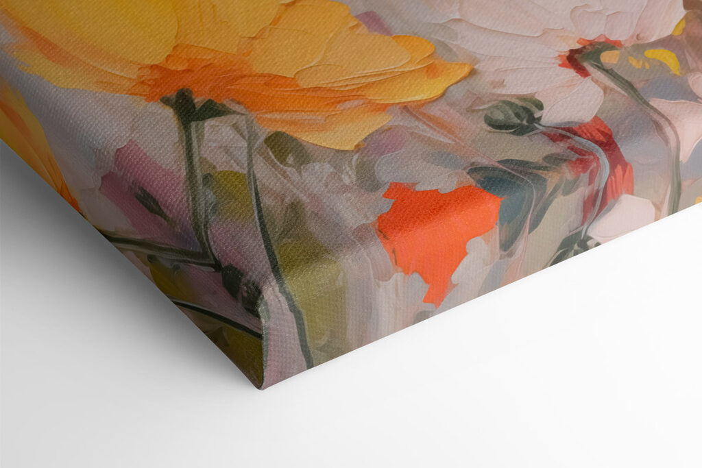 Painting of flowers on a blue background