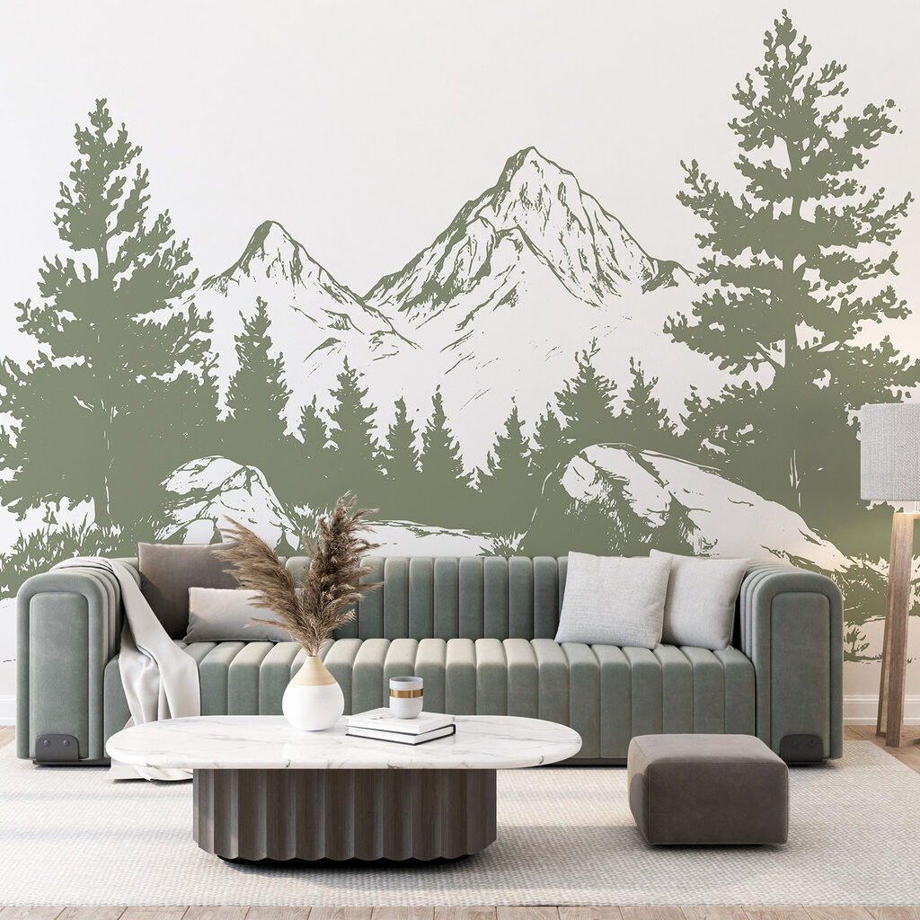 Drawing of trees and mountains Drawing of trees and mountains