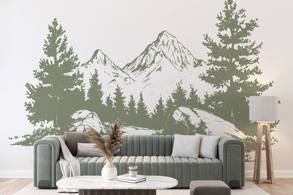 Drawing of trees and mountains Drawing of trees and mountains