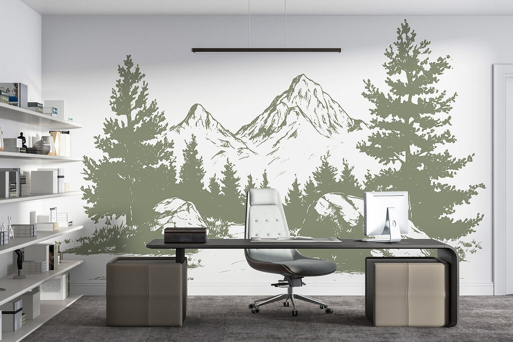 Drawing of trees and mountains Drawing of trees and mountains