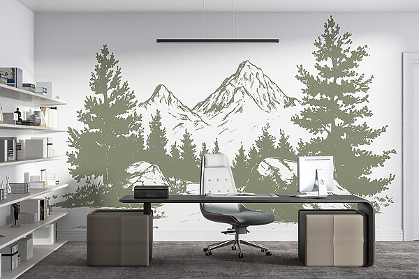 Drawing of trees and mountains Drawing of trees and mountains