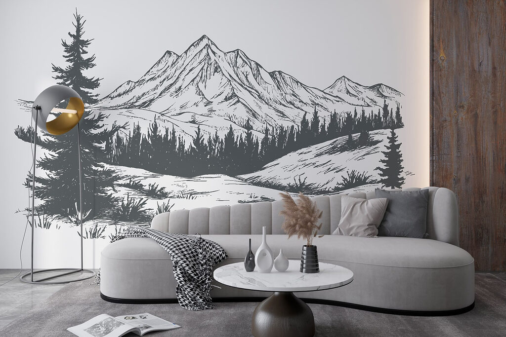 Drawing of a mountain range