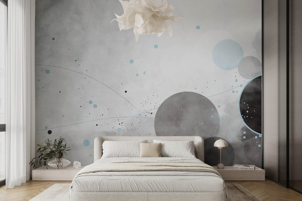 Grey and blue circles and lines Grey and blue circles and lines