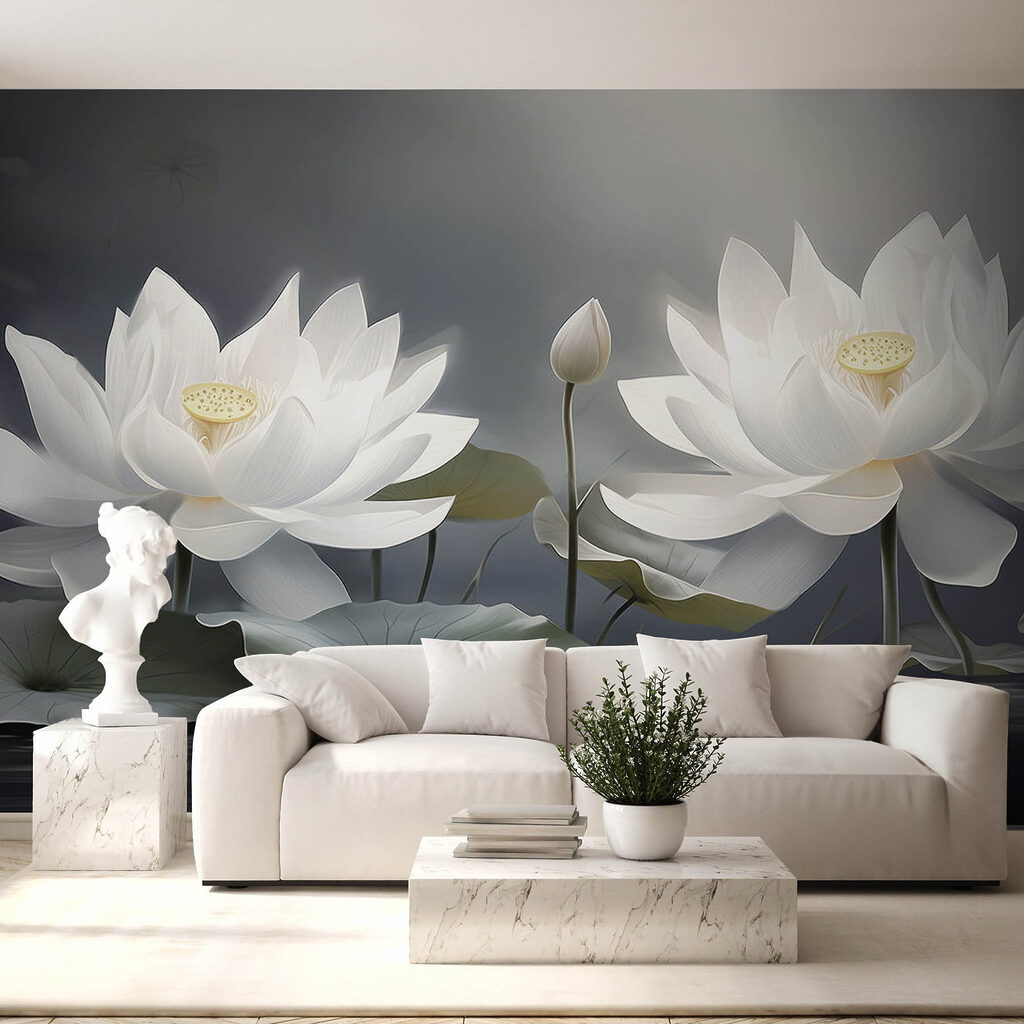 Group of white flowers in water