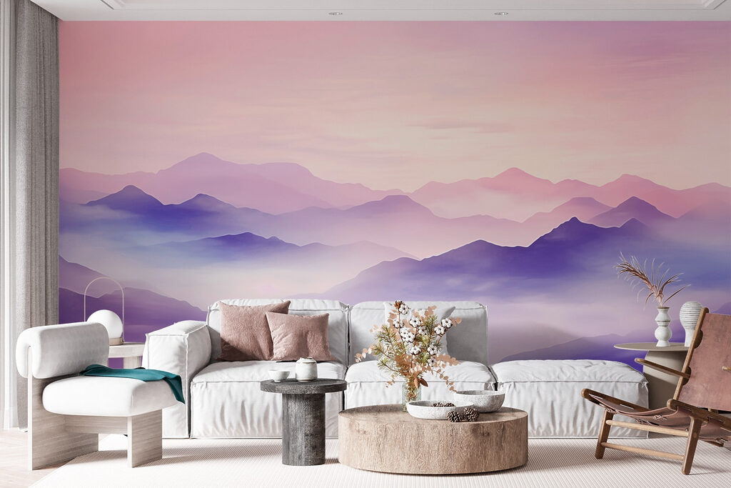 Landscape of mountains with clouds