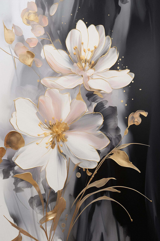 Delicate blossoms on a dark canvas