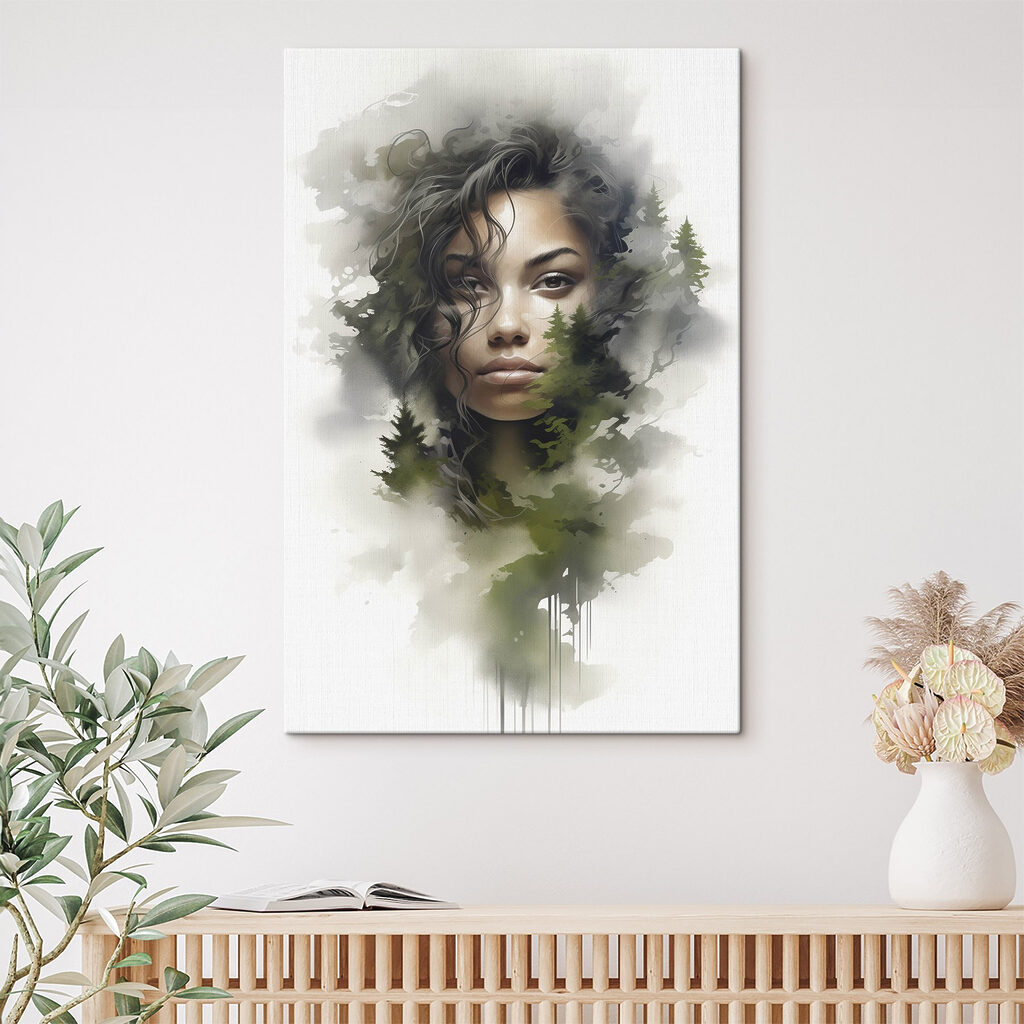 Woman's face with trees in the background