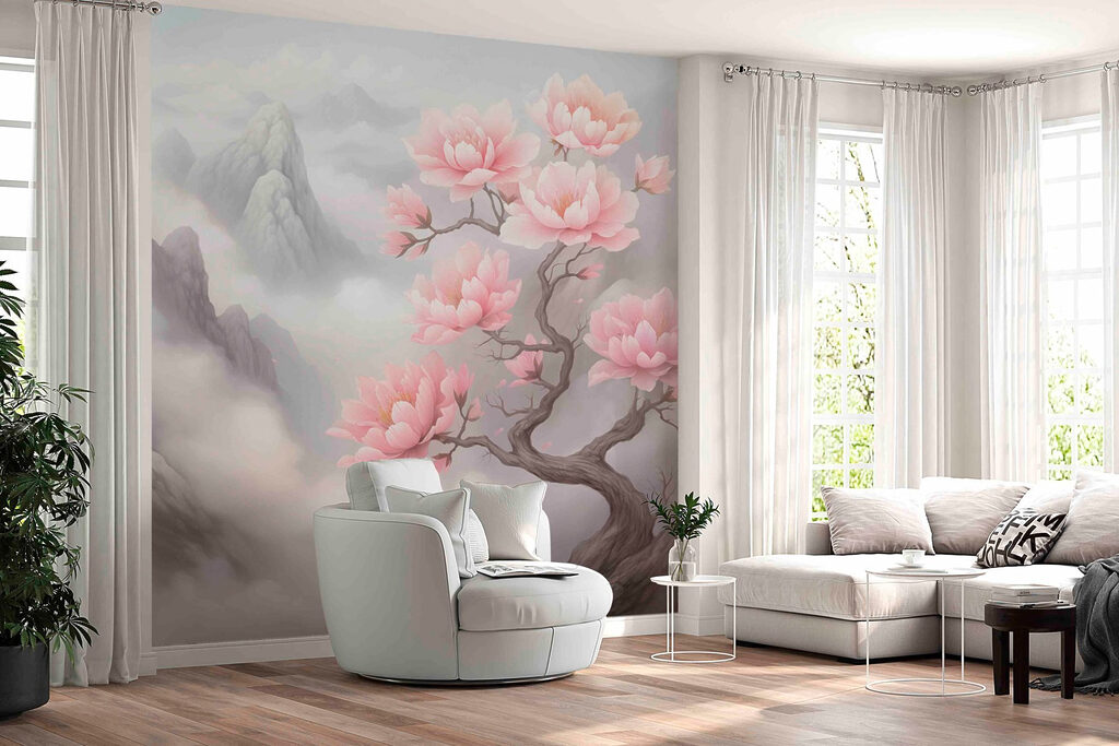 Tree with pink flowers on it