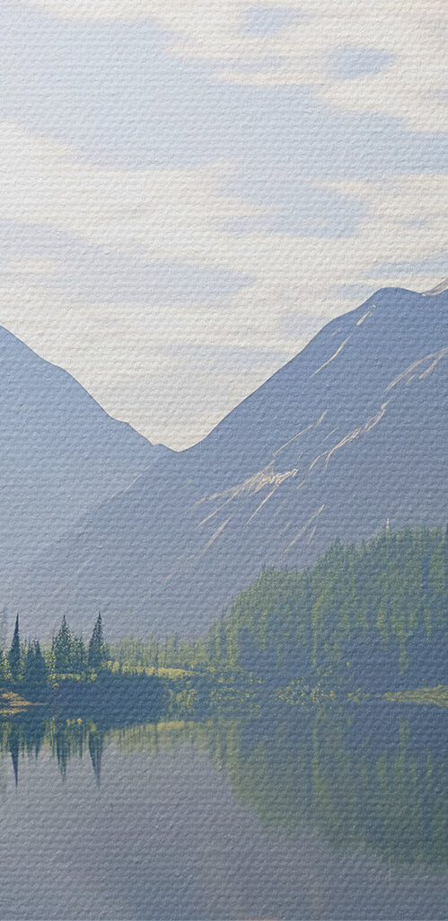 Lake with trees and mountains in the background Lake with trees and mountains in the background