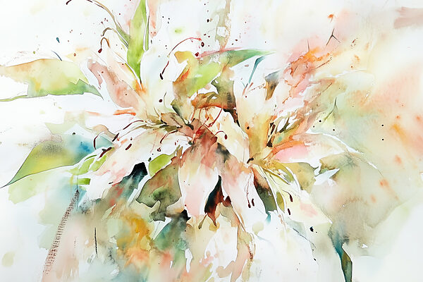 Painting of flowers on a white surface