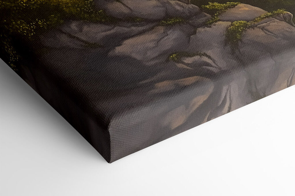 Painting of mountains and clouds