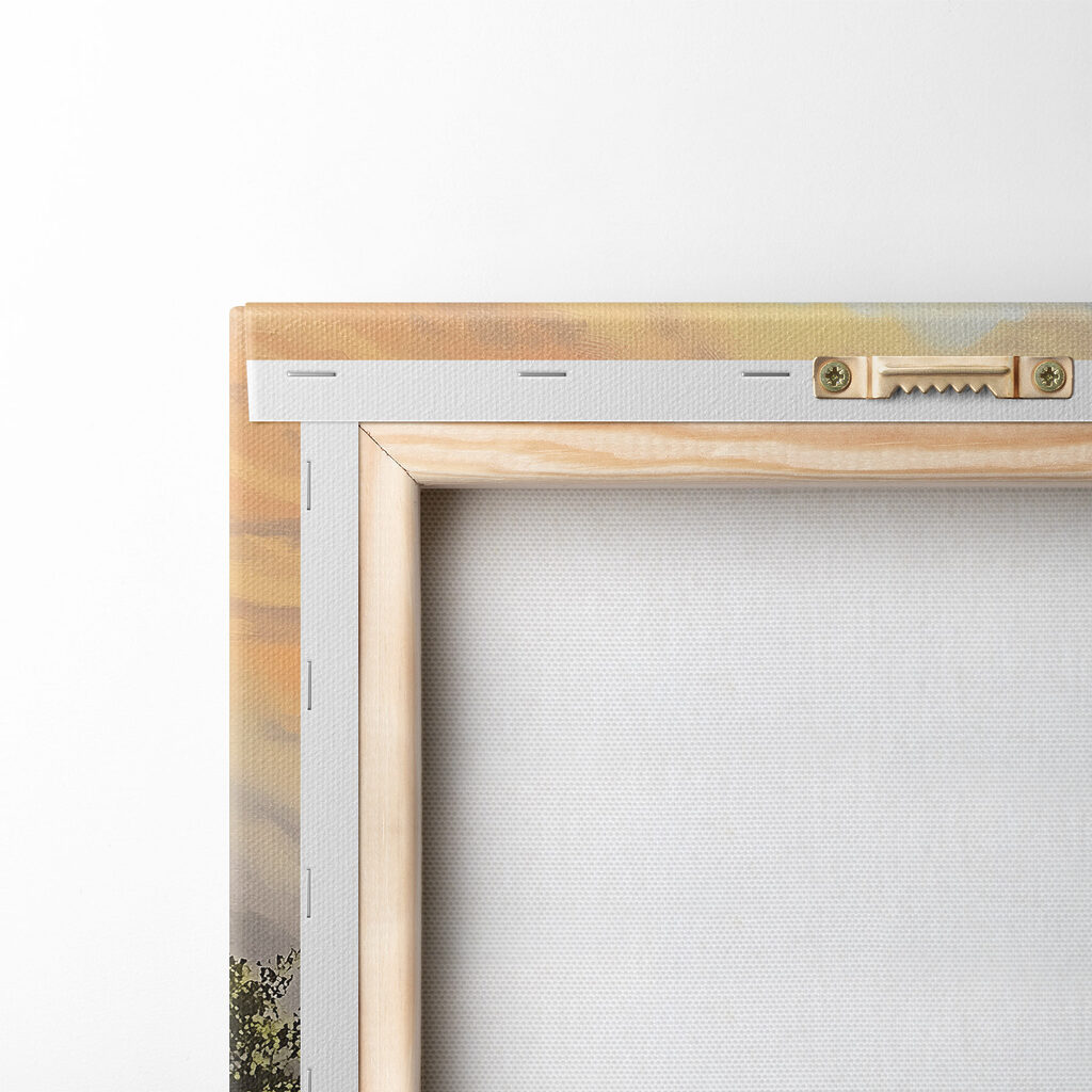 Painting of mountains and clouds