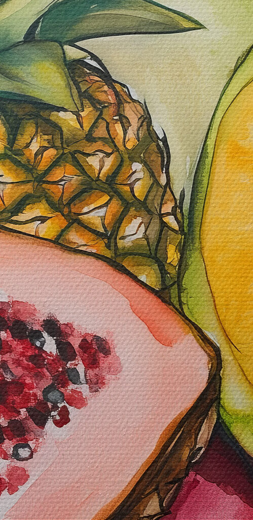 Watercolor painting of fruit