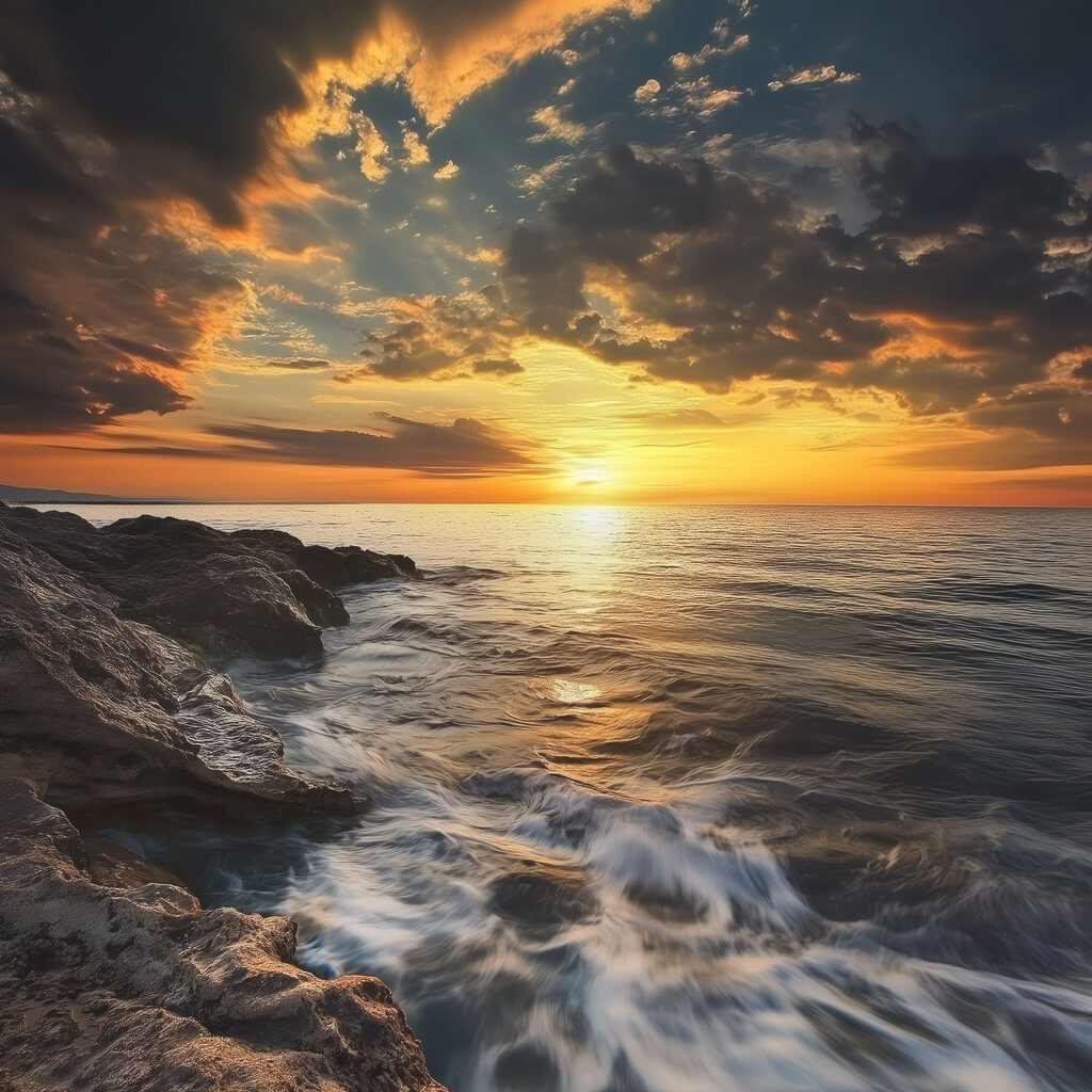 Sunset over a body of water