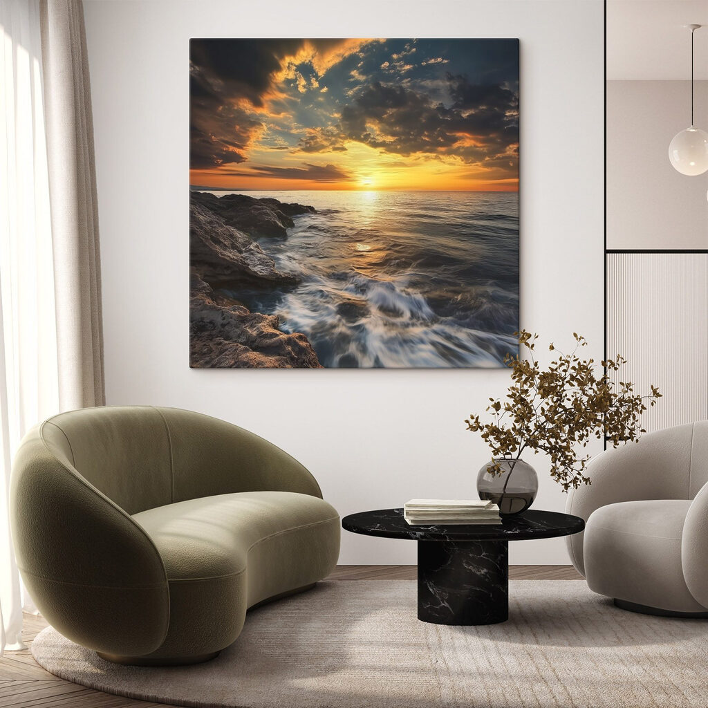 Sunset over a body of water