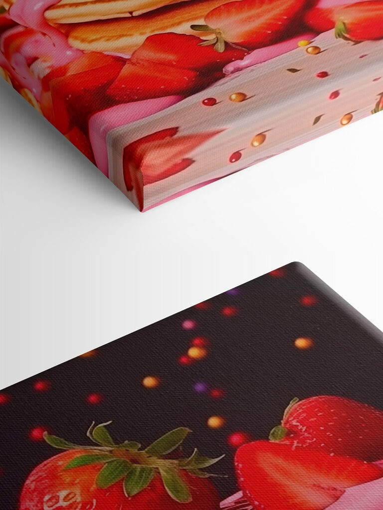 Stack of pancakes with pink frosting and strawberries Stack of pancakes with pink frosting and strawberries