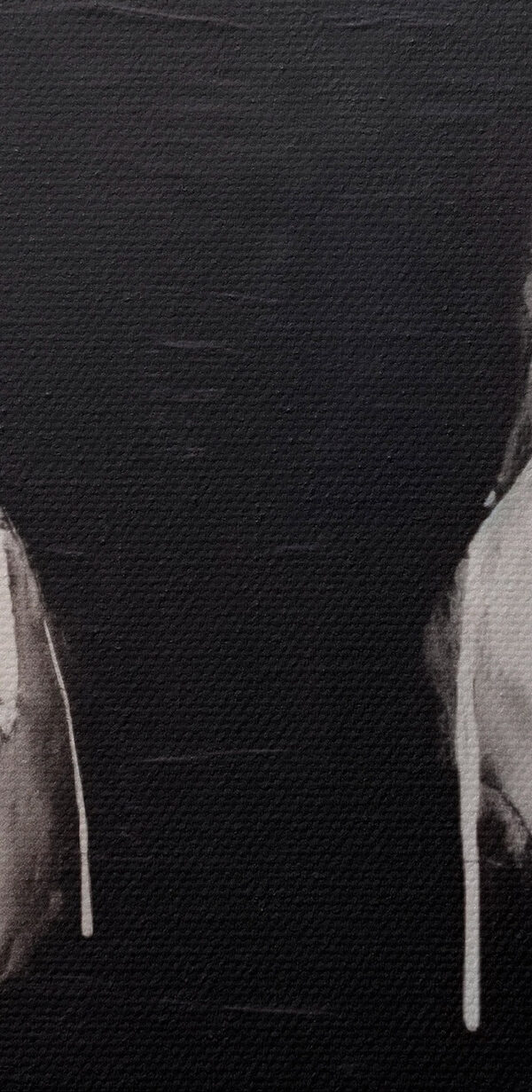 Black and white painting of a person's head Black and white painting of a person's head