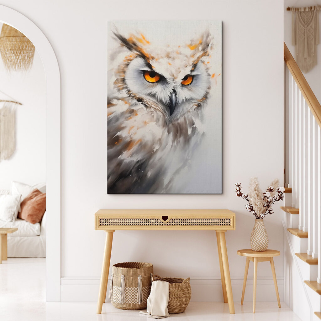 An owl with yellow eyes An owl with yellow eyes