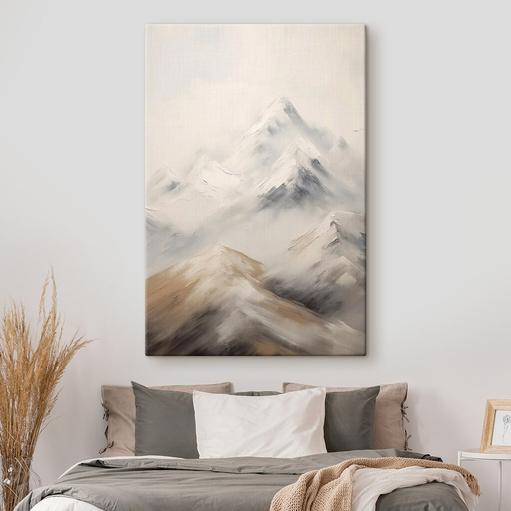Painting of mountains with snow Painting of mountains with snow