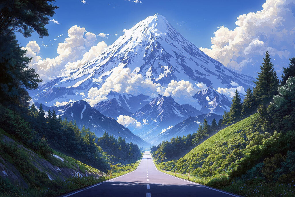 Road leading to a mountain Road leading to a mountain
