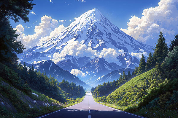 Road leading to a mountain Road leading to a mountain