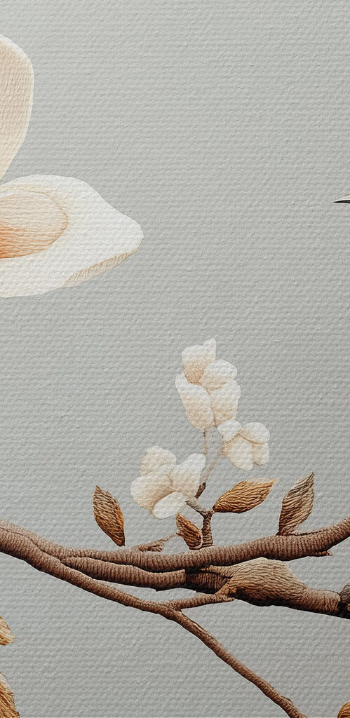 Bird on a branch with flowers Bird on a branch with flowers