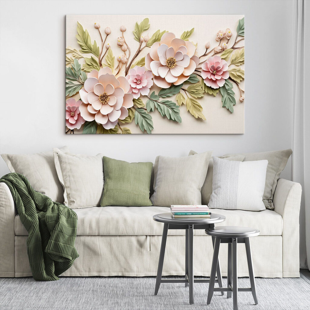 Paper flowers and leaves