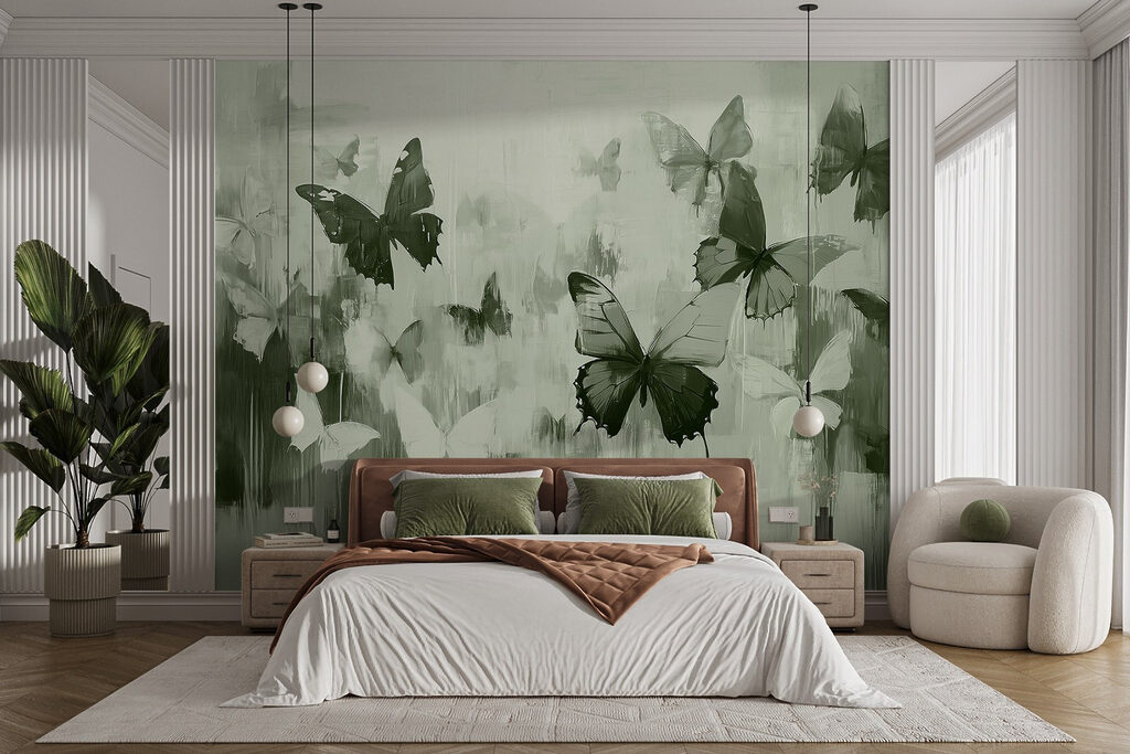 Group of butterflies flying